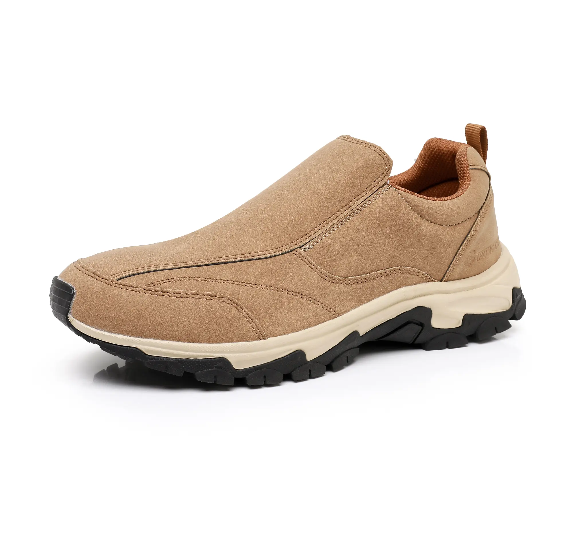Men's High-Top Waterproof Leather Hiking Loafers - Non-Slip Rugged Sole Walking Shoes, Comfy Casual Footwear for Hiking, Daily Commute, Everyday Wear, Multi-Grip Rubber, Slip-On