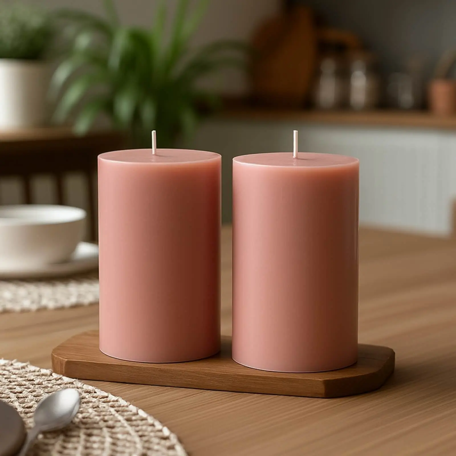 12-Pack 3"x6" Unscented Dripless Pillar Candles - Dusty Rose Long-Burning Paraffin Wax with Cotton Wicks, Bulk Pack for Room Decor, House Decor, Wedding Centerpieces, Churches
