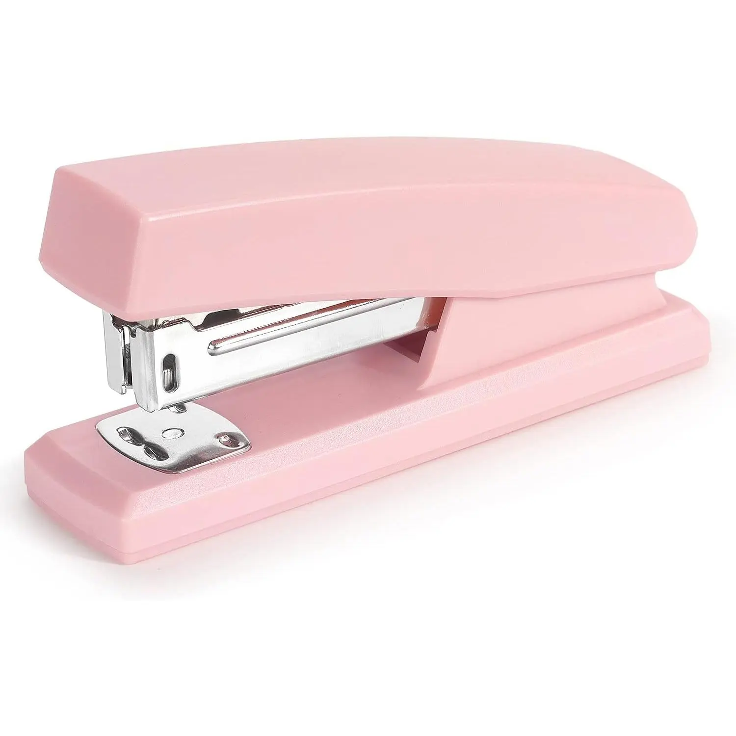 Pink All-Metal Jam-Resistant Light Duty Stapler - Anti-Slip, No Skidding or Slipping, Chisel Points, Rotatable Anvil, 2 Modes, Accurate Stapling, Securely Fastens, Desktop Office Stationery for Schools/Offices