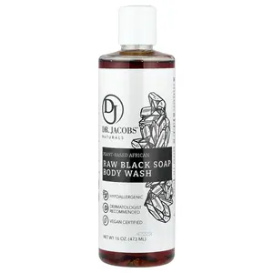 Dr. Jacobs Naturals Plant-Based African Raw Black Soap Body Wash, 16 oz (473 ml)