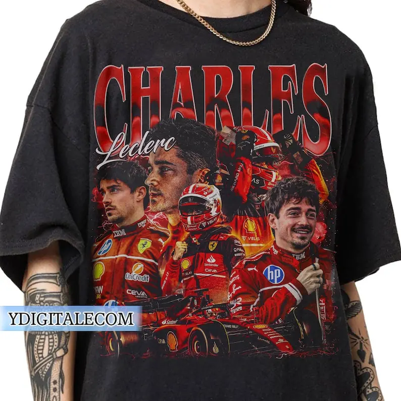 Vintage 90s Graphic Style Charles Leclerc T-shirt, Charles Leclerc Ferrari T-shirt Gifts For Man and Women Unisex T-shirt
