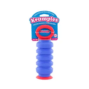 Krumples Plungy BLUE Sensory Teether - Food Grade Silicone Fidget Toy for Ages 1-99 Dishwasher Safe Playful & Soothing