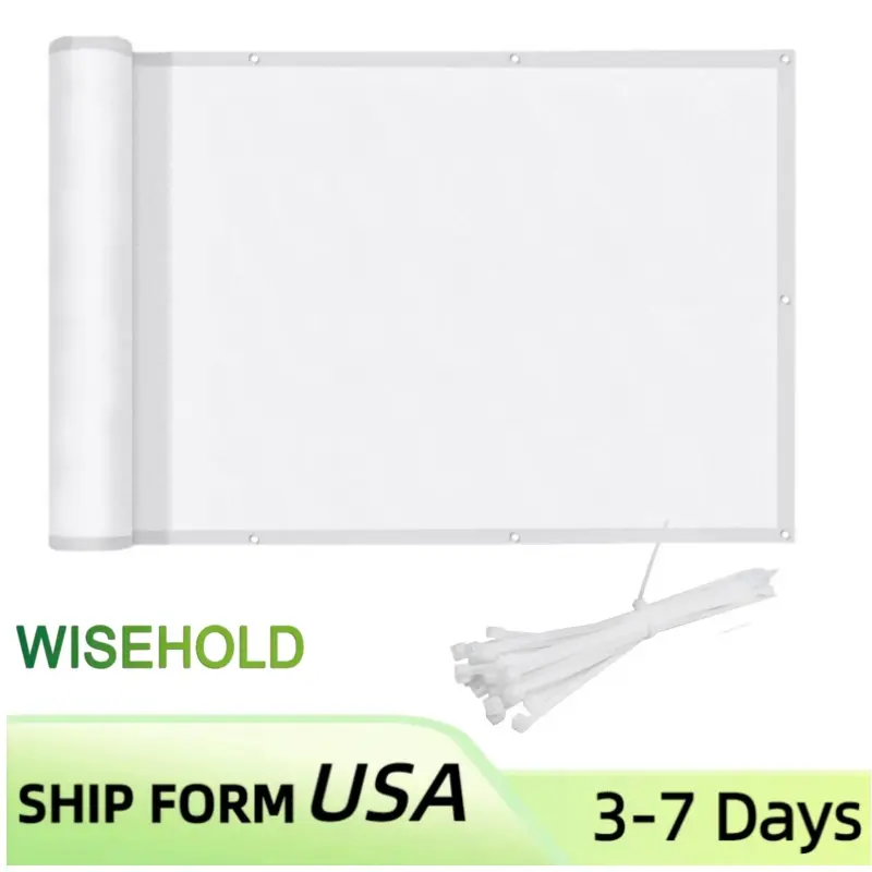 Waterproof Balcony Privacy Screen Cover - White 3.28*9.84FT Opaque Fence Privacy Cover PE, UV Protection, Sun Protection Mesh Balcony Tarpaulin, Suitable for Apartment Railings, Outdoor Terraces, Deck, Porch, Balcony, Pavilion, Eaves, Courtyard,
