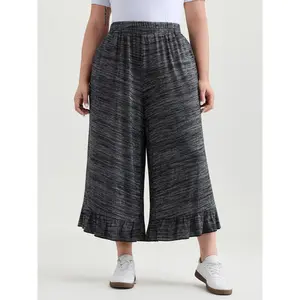 BLOOMCHIC Women's Lady Supersoft Ruffled Hem Wide-Leg Rayon Lounge Trousers - Flat Fabric Pants with Pocket, Comfortable Fit, Sleeve-Free Loungewear,summervibes 2026 Summer Vibes Swimweek