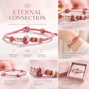 Hand-woven adjustable peach blossom knot red string bracelet, friendship bracelet, surfing bracelet—a spiritual gift suitable for both men and women.