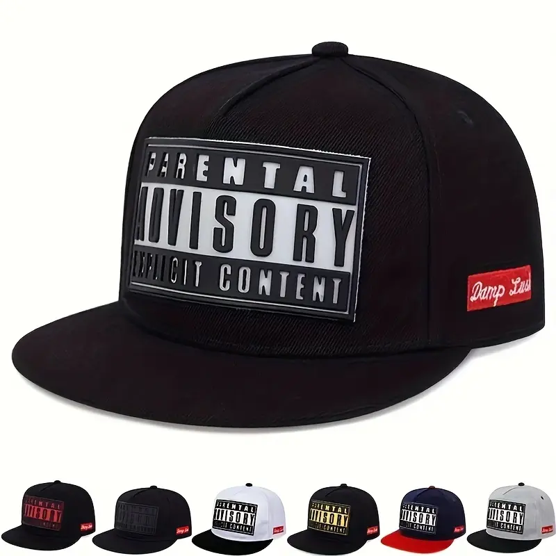 Men's Snapback Hat - Bold "PARENTAL ADVISORY" Design, Lightweight Acrylic-Polyester, Mesh Back, Casual Mens Hats for Outdoor Sports & Baseball Wear (Multiple Colors), Men's Snapback Hats