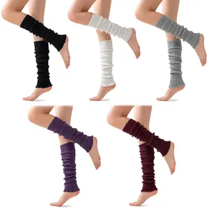 5 Pairs Merino Wool Leg Warmers For Women - Leg Warmers 80s Ribbed Knitted Long Socks Warm Thick Tall Long Boot Stockings Womenswear Bridal