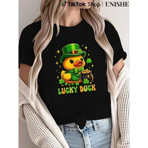 Summer Lucky Duck Tee for St. Patrick’s Day – Green & Yellow Graphic, Classic Fit