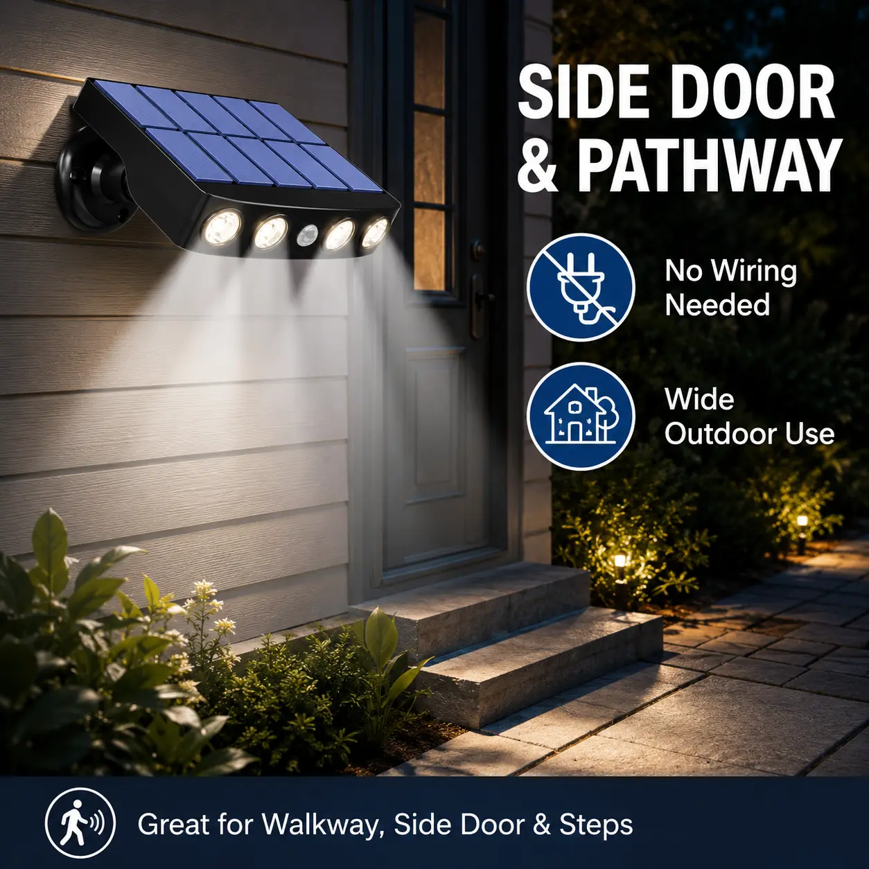 Outdoor Solar Motion Sensor Security Wall Lamp, 1/2/4 Pack Solar-Illuminated Lighting Accessories with 4 High-Power LED Beads