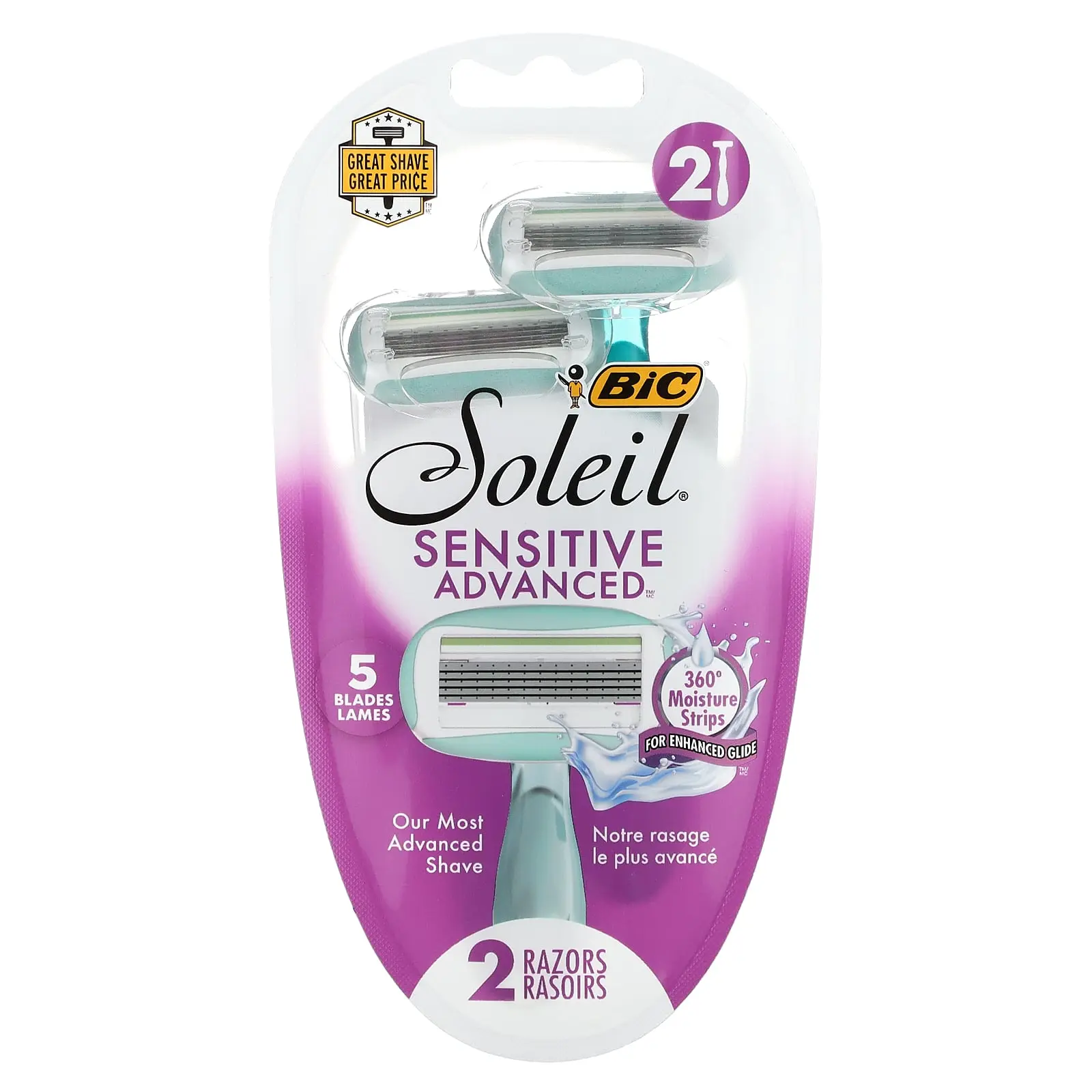 BIC Soleil Sensitive Advanced, Disposable Razors, 2 Razors BIC Soleil Sensitive Advanced, Disposable Razors, 2 Razors