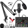 Safring Podcast Equipment Bundle with BM800 Mic DJ Mixer Effects & Voice Changer, Live Sound Card Audio Mixer, Condenser usb Microphone Recording Studio Package for Live Streaming/Gaming/Podcast/Recording/Vocal/Game Voice/YouTube desk clamp #Summervibes