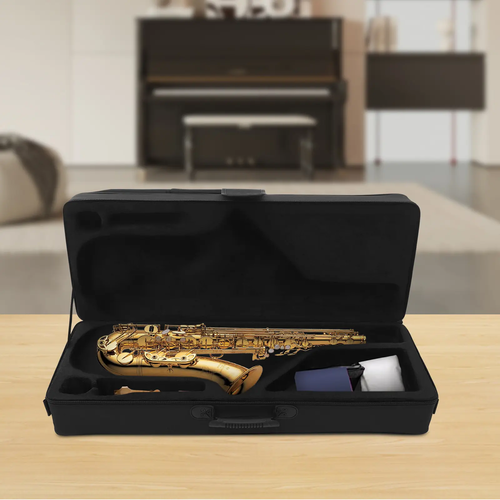 CNCEST Heavy-Duty Padded Tenor Saxophone Gig Bag - Water Resistant Nylon Canvas, Foam Interior, Backpack Straps, Shoulder Strap, All-Weather Protection for Musicians