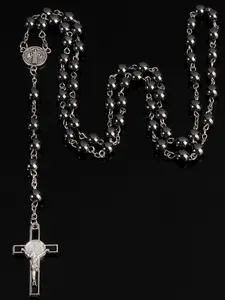 Beaded Cross Pendant Necklace, Unisex Faith Amulet, Daily Holiday Gift, Fashion Halloween Christmas Jewelry, Men Women Chain