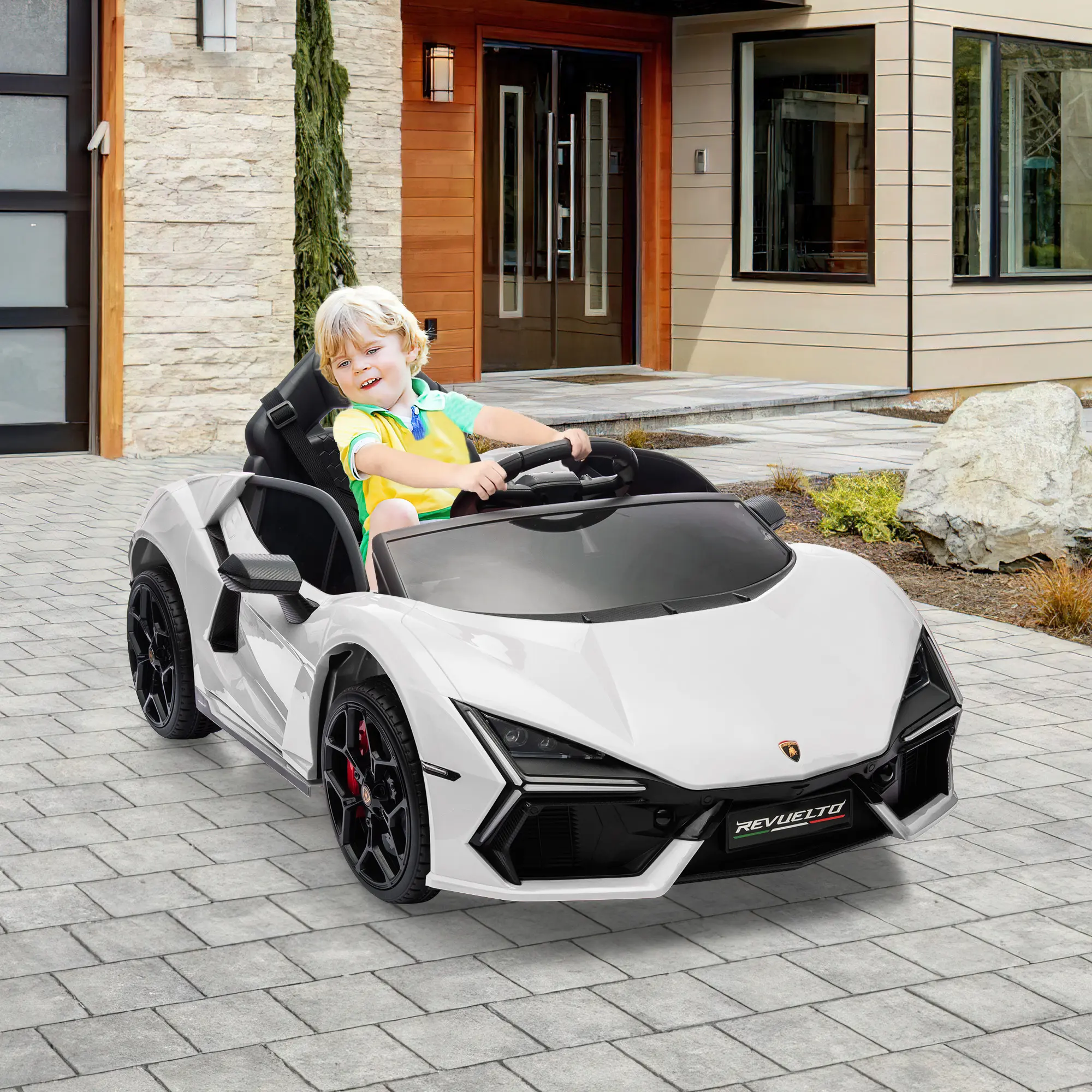 12V Licensed Lamborghini Revuelto Kids Electric Ride-On Car, Parent Remote Control, Dual 25W Motors, Spring Suspension, Headlights, Music, Battery-Powered Toy for Ages 3+
