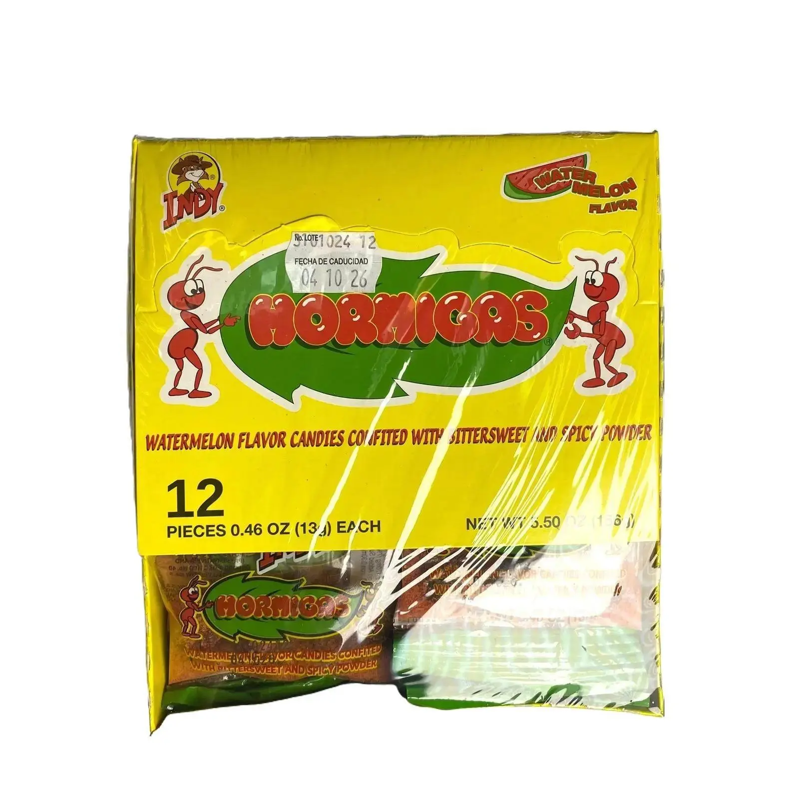 Hormigas Watermelon Flavor Candies - Snack with Bittersweet and Spicy Powder Pack of 12 Pieces - MADE IN MEXICO