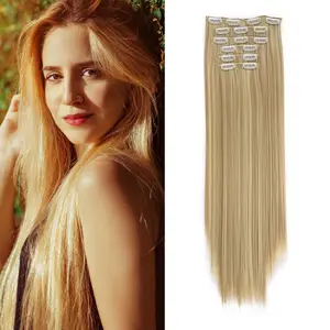 Mystique Hair Women's 24 Inch 6 pcs Clip-in Hair Extensions, Long Straight Synthetic Wigs, 2026 Trendy Glueless Hairpieces, Full Head Heat Resistant Synthetic Wigs, and Easy to Apply, Perfect for Daily Wear or Special Occasions, Halloween & Christmas