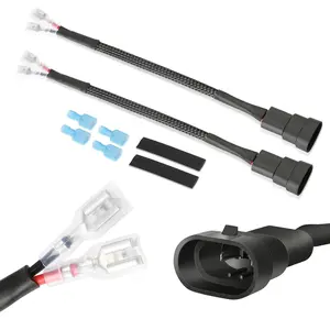 Fog Light Converter Adapters 9005 Headlight Wring Harness Adapter Connector to Deutsch Set 2 in 1 Splitters Plug Y-Shape Heavy Duty Wiring for 07-11 Jeep Jk Fog Light Wire Adapter