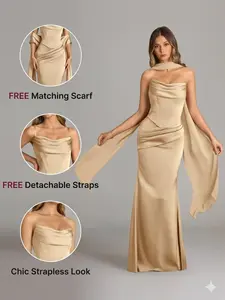 Azazie Sorrel Corset Lace-up Mermaid Wedding Guest Evening Luminous Satin Maxi Dress Minimalist