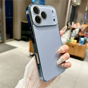 Stylish Silver Electroplated Edge Mirror Back Aesthetic Phone Case for iPhone 17 16 15 14 Pro Max 13 Plus Mini Air  Shockproof Anti Drop anti-fall Durable Impact