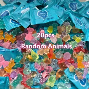 20pcs Individually Wrapped Glow-In-The-Dark Mini Animals, UV-Activated Luminous Resin Ducks, Dolphins, Frogs, Rabbits, Turtles, Perfect for party decoration, Easter Easter Basket Ideas