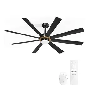 Ceiling Fans, 52 inch Low Profile Ceiling Fan with Light and Remote Control, Flush Mount, Reversible, 1-8h Timer, Dimmable, Noiseless, Black Ceiling Fan for Bedroom, Indoor Use