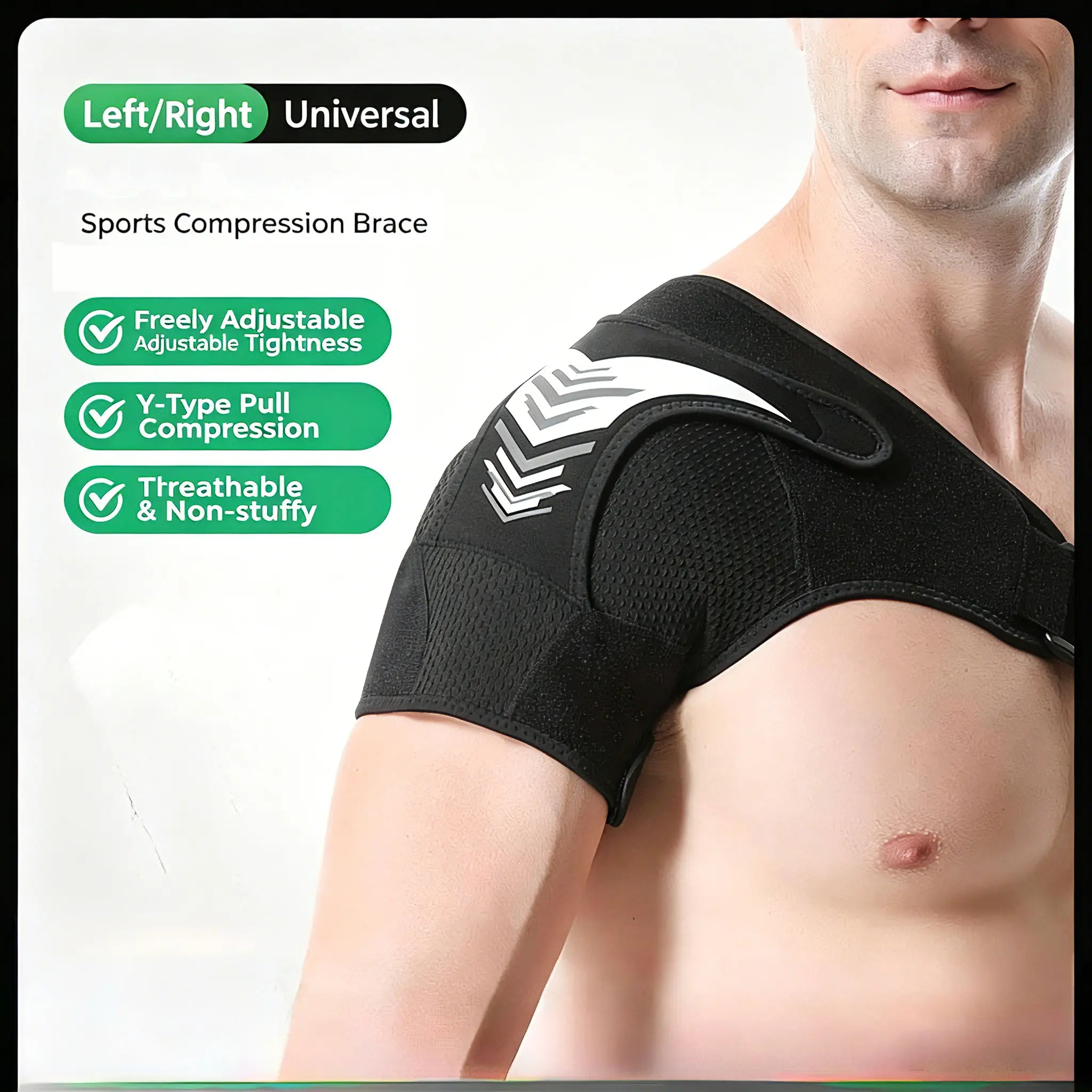 Sports & Outdoor Protective Shoulder Support Brace - Universal Adjustable, Compressive Y-Type Design, Breathable Mesh Fabric, Left & Right Shoulder Fit, Ideal for Daily Activities & Fitness Training