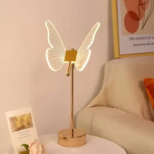 3-Way Dimmable Butterfly Table Lamp – Tricolor Acrylic Touch Lamp for Nightstand & Bedside, Gold Butterfly Lamp for Bedroom & Living Room Home Decor,Rose Flower Design Tree Night Light, USBPowered Table Lamp, Versatile Indoor Room Lights,chandelier crown