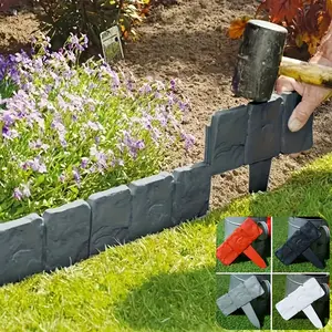 10-Piece Garden Edge Barrier Set, Plastic Decorative Garden Fence, Lawn Border, Fall Garden Decor, Easy Install Outdoor Vegetable Garden Landscape Divider, Plastic Yard Fence