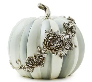 Mackenzie- Childs Medium Sterling Stripe Pumpkin with Garland
