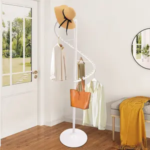CNCEST 360° Rotating Clothing Rack, White Spiral Garment Organizer with Multiple Hanging Bars, 5.9ft Tall Freestanding Coat Stand for Scarves Hats Bags