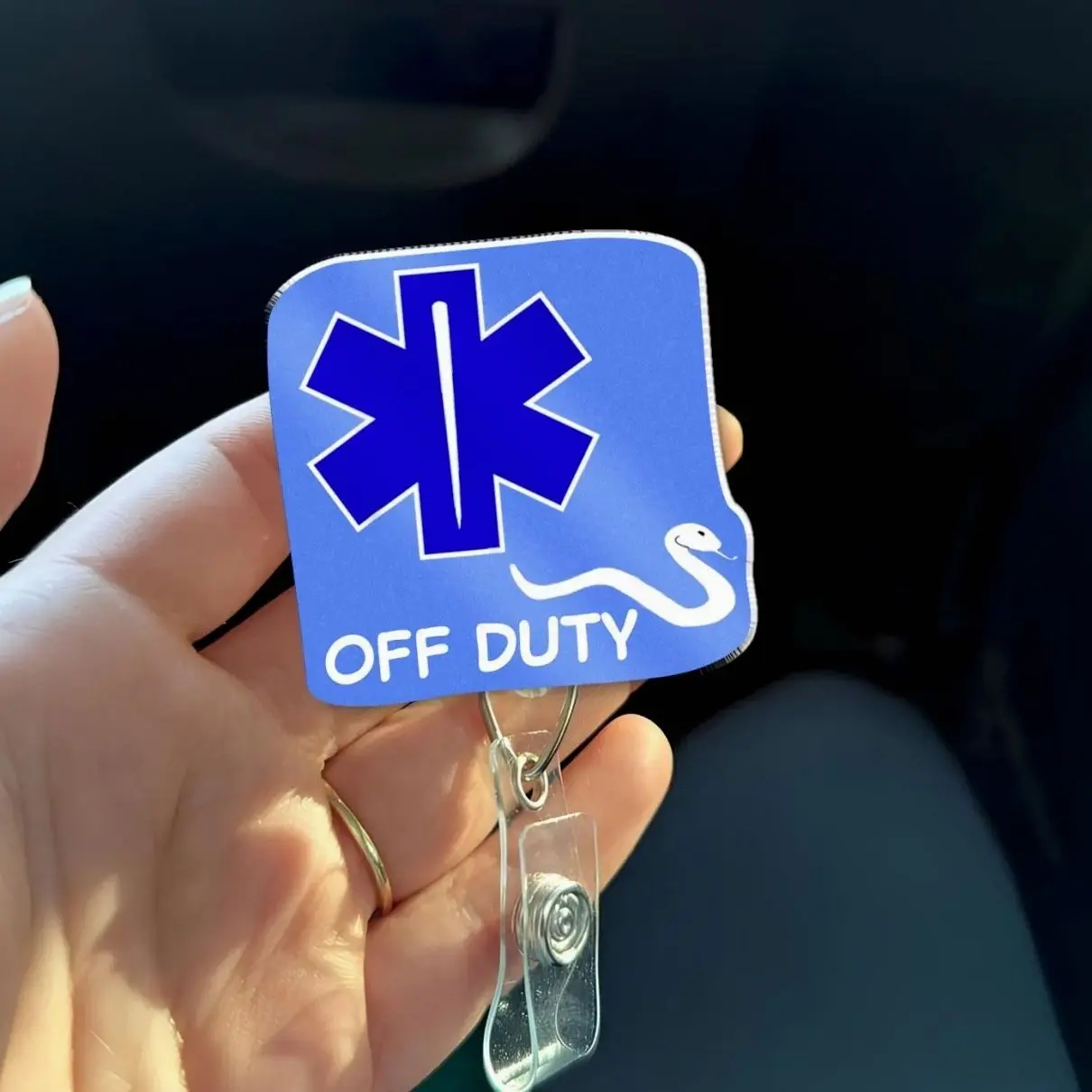 EMS Off Duty Badge Reel, Star of Life Badge Holder, EMT Paramedic Badge Clip, Funny EMS Gift, Off Duty Reel