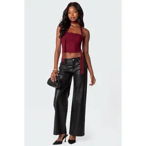 Faux Leather Straight Leg Pants