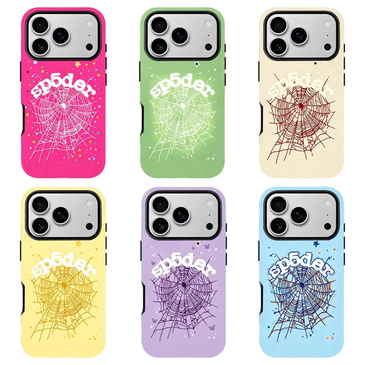 Sp5der Punk-Style Phone Case - Sp5der Pink "555" Shockproof Case, Compatible for iPhone17 ProMax /16/15/14/13/12/11 Plus for Samsung phones, suitable for both men and women,  Perfect Gift for Women Men.A gift for the fans
