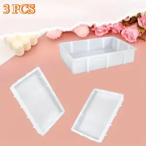 Set of 3 Rectangle Silicone Molds for Resin, Large Resin Mold Glossy Deep Square Molds Deep Epoxy Resin Molds for Flowers Bouquet Preservation