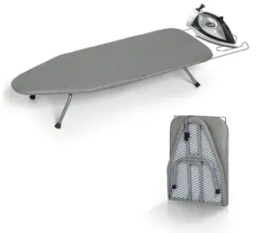 Metal Foldable Tabletop Ironing Board with Iron Rest, Portable Ironing Board Small with Heat Resistant Cotton Cover, Mini Iron Board for Small Space and Travel, 31"x12", Gray