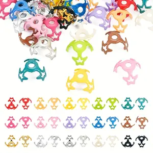 100pcs Randomly Mixed Colored 16mm Star-shaped Beaded Caps, Multi-use DIY Beading & Jewelry Making Accessories for Bracelets, Necklaces, Key Chains