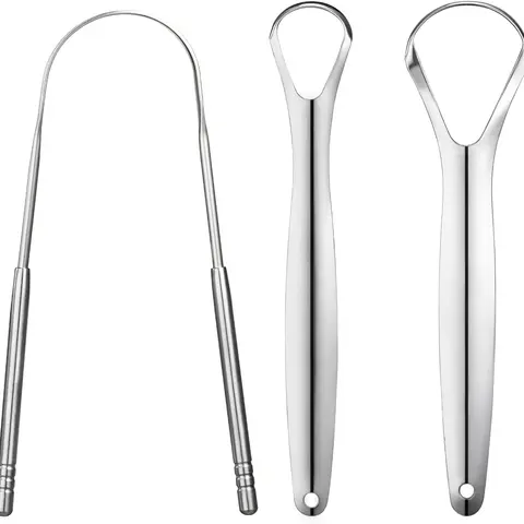 3 PCS Corrosion-Resist Stainless Steel Oral Care Tool Tongue Scraping Tool for Adults, Portable for On-the-Go Clean, Daily Use Home Supply Party Bag Gift