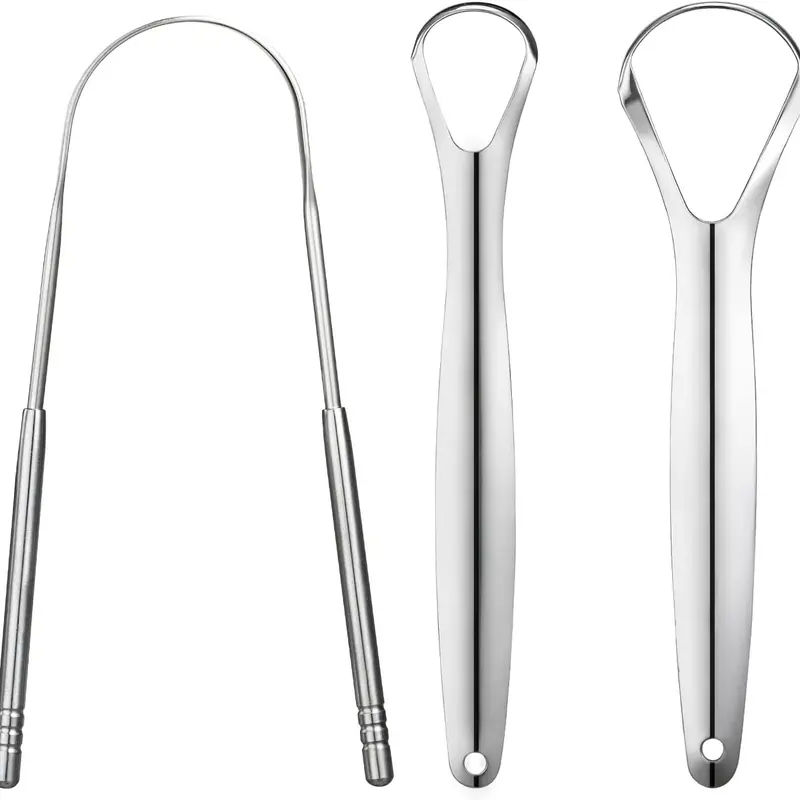 3 PCS Corrosion-Resist Stainless Steel Oral Care Tool Tongue Scraping Tool for Adults, Portable for On-the-Go Clean, Daily Use Home Supply Party Bag Gift