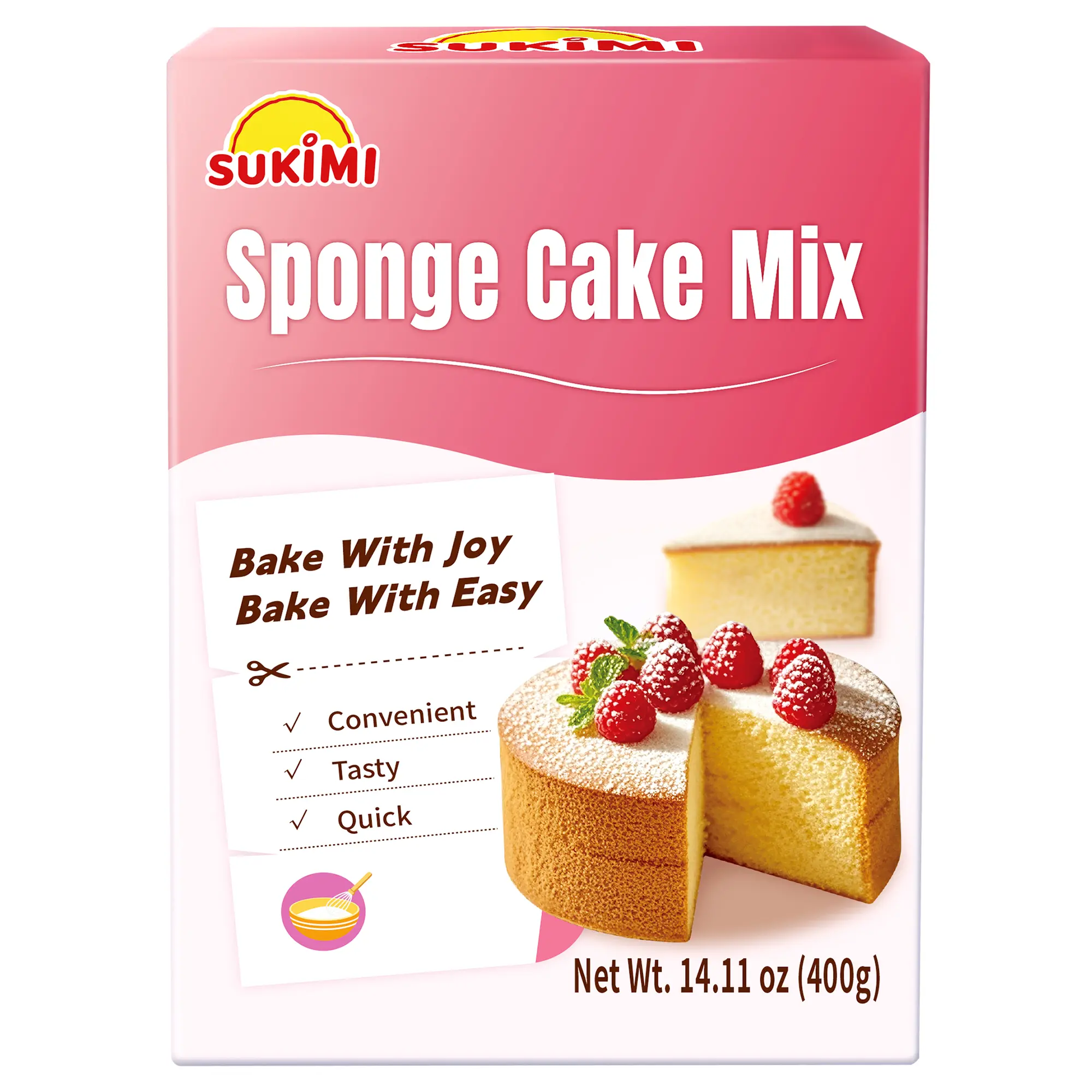 SUKIMI Sponge Cake Mix 400g, Fluffy and Soft Yellow Cake and Cupcake Mix, Dairy-free Cake Mix for Baking, Easy Baking Mix for Holiday Birthday Party Cake