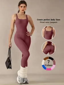 Women's High Elastic Yoga Jumpsuit, Sporty Fitted Gym Wear, All-Season Fitness & Outdoor Stretchable Activewear, Multiple Colors Available