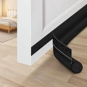 36" Door Draft Stopper-Adjustable Black Door Seal Strip for Bottom of Doors, Weather Stripping Draft Guard