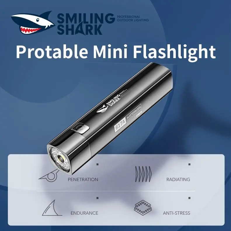 [617A]smilingshark Super Bright LED Flashlight, USB Rechargeable 18650 Battery Torch for Night Riding, Camping, Led Flashlight Torches, Light Up Torches
