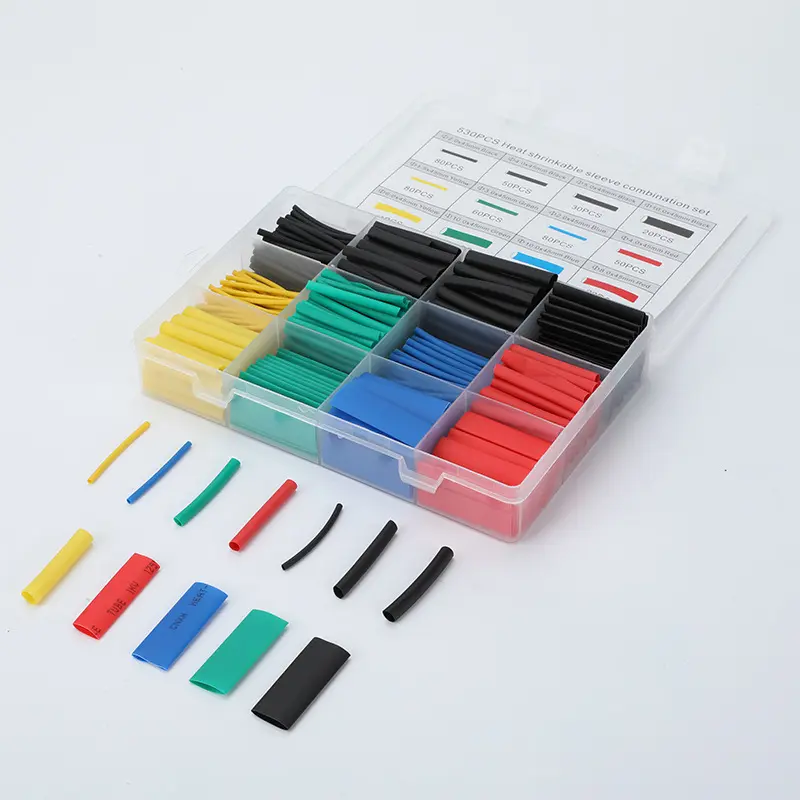 Heat Shrink Tubing Kit - 530 Pcs 2:1 Ratio Waterproof Adhesive Lined Colored Insulation Sleeves with Storage Box for Car Repair, Home Repairs, Electronics DIY Projects, Cable, Headphones, LED Light Strips, Eyeglass Frames