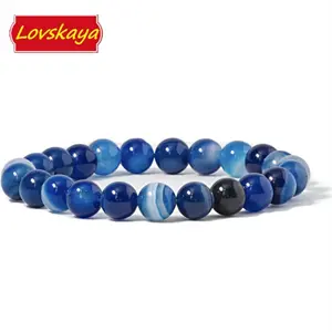 LOVSKAYA Lake Blue Onyx Crystal Bead Bracelet - Natural Jewelry Accessory, Unisex Wear, Fashionable Elegant Dainty Design, Suitable for Daily & Special Occasions, Beautiful Bracelets tiktokshopspringglowup, Dainty Crystal Bracelet