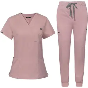 Scrub for Women Scrubs with Classic V-Neck & Yoga Jogger Pants Medical Uniform Scrub Set Womenswear Clothes Workwear