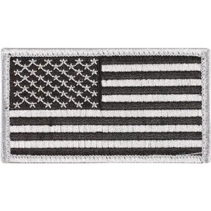 Silver & Black - US Flag Patch with Hook and Loop Closure
