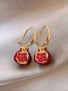 Elegant Wine Fruit Pomegranate Design Glass Earrings for Women, Trendy Jewelry, Simple and Unique Style, Perfect for Festive Parties and Daily Wear
