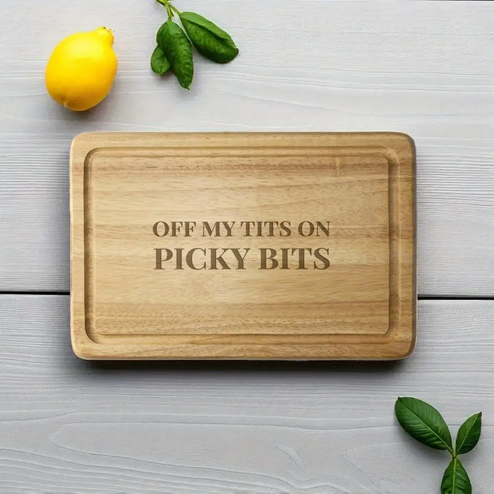 Chopping Board Engraved Wooden Cutting Board Picky Bits Charcuterie OFF MY TITS Novelty Viral Cheese Board for Cooking, Birthday Thanksgiving Xmas Gift Giving Kitchen Christmas Supplies, Holiday New year 2026 Gift