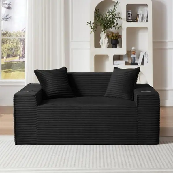 Bellemave 2-Seater Sponge Sofa, No Assembly Needed Boneless Couch, Modern Compact Furniture for Living Rooms, Apartments