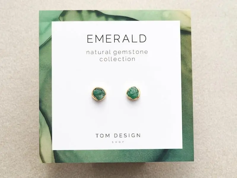 Emerald Stud Earrings • Emerald Post Earrings • Emerald Gemstone • May Birthday • Gemstone Earrings • Bridesmaid Gift • May Birthstone GSP